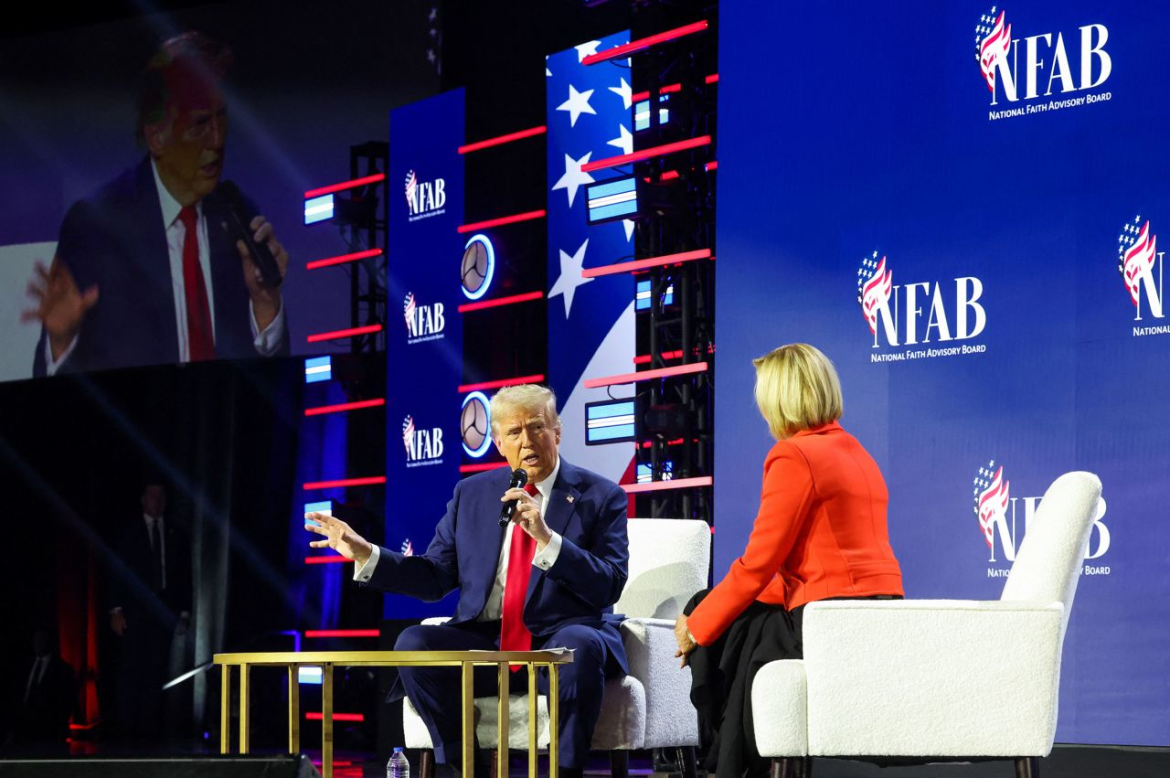 Trump has surprise interaction with woman he pardoned while in office at faith event in Georgia