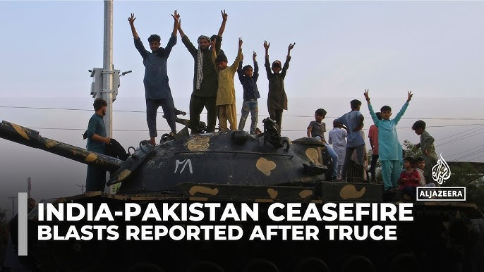 Explosions reported after India and Pakistan agree to ceasefire